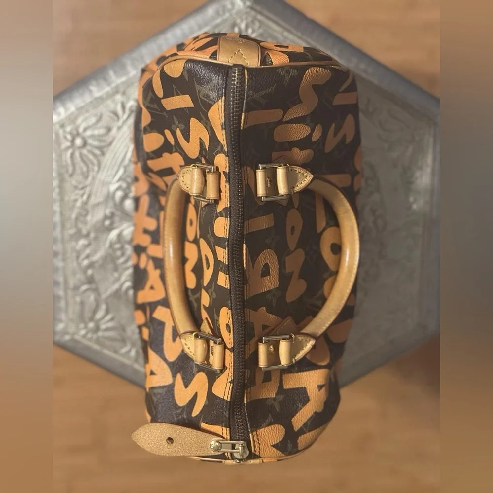 LV Speedy 30 Bag Sprouse Graffiti Brown Orange Y2K kidcore edgy handbag JAPAN 🇯🇵 - Picture 6 of 17
